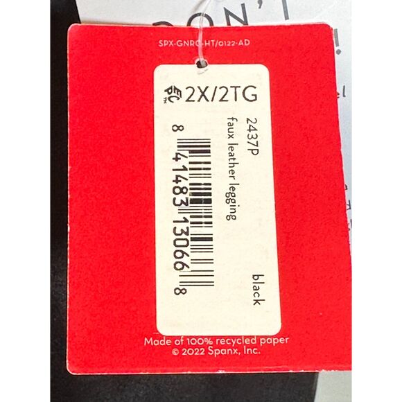 Spanx Women's 2437P Plus Size 2X Black Ankle Faux Leather Leggings NWT - Picture 7 of 11
